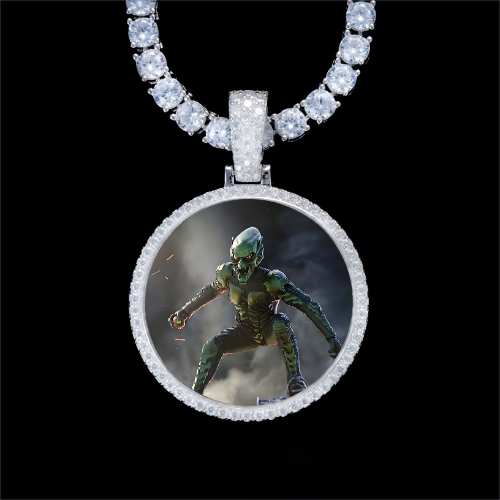925S & VVS Moissanite 3D Circle Custom Picture Pendant