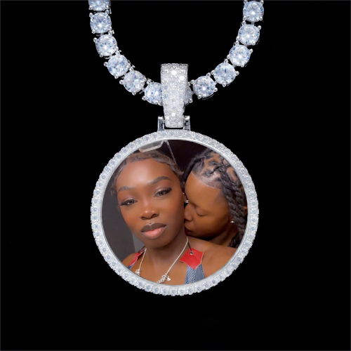 925S & VVS Moissanite 3D Circle Custom Picture Pendant