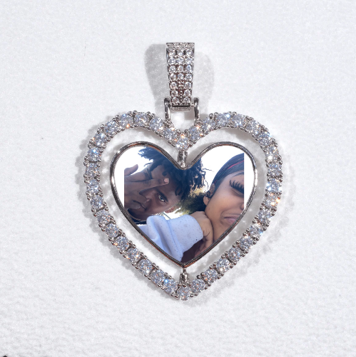 3D Spinning 2-Faced Heart Custom Picture Pendant