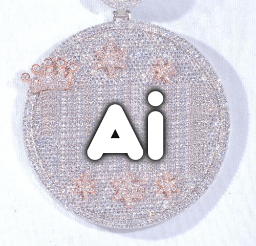 CUSTOM LETTER NECKLACE 3D BIG CROWN DISC