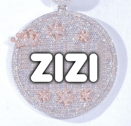 CUSTOM LETTER NECKLACE 3D BIG CROWN DISC
