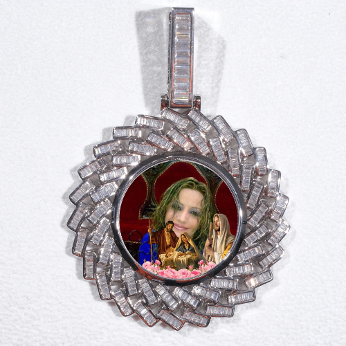 Large 3D Baguette Custom Picture Pendant