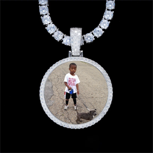 925S & VVS Moissanite 3D Circle Custom Picture Pendant