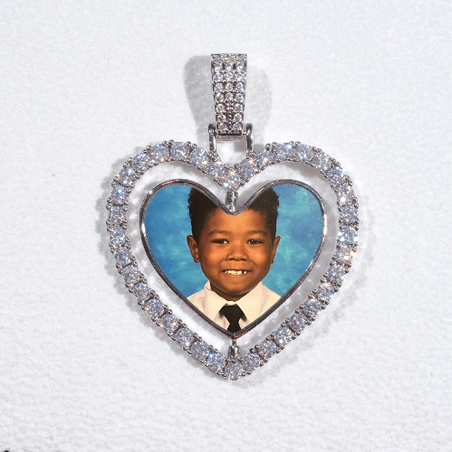 3D Spinning 2-Faced Heart Custom Picture Pendant