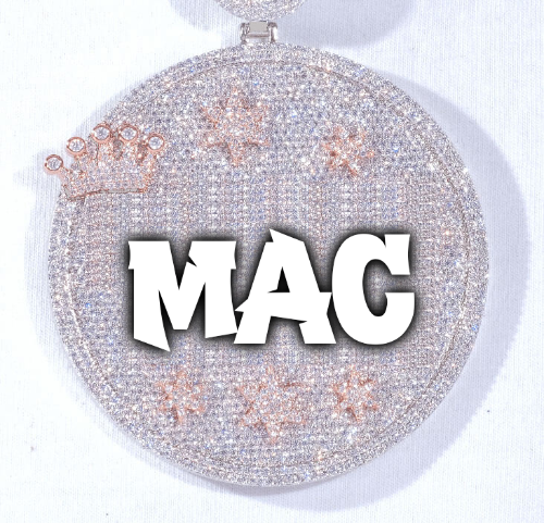 CUSTOM LETTER NECKLACE 3D BIG CROWN DISC