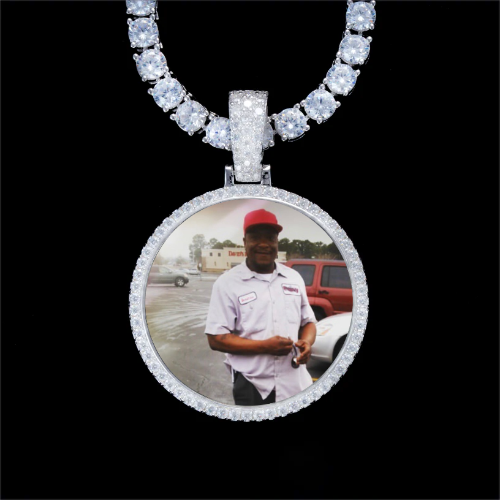 925S & VVS Moissanite 3D Circle Custom Picture Pendant