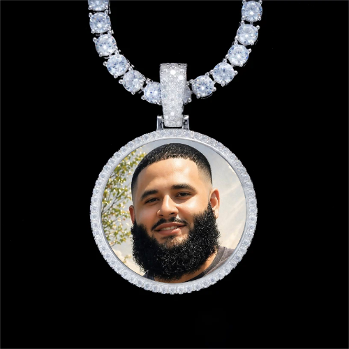 925S & VVS Moissanite 3D Circle Custom Picture Pendant