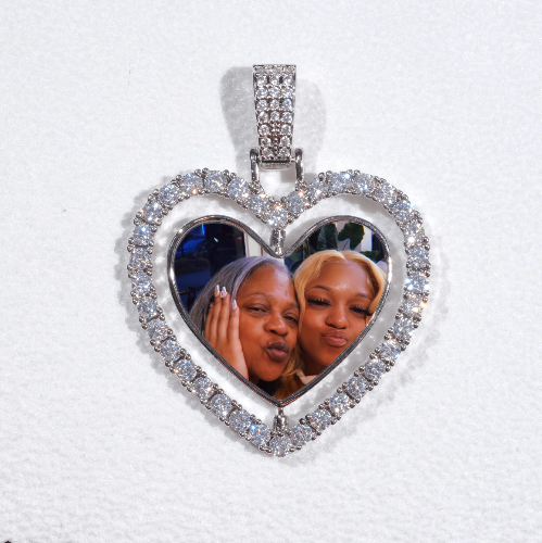 3D Spinning 2-Faced Heart Custom Picture Pendant