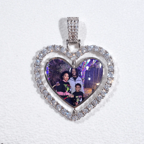 3D Spinning 2-Faced Heart Custom Picture Pendant