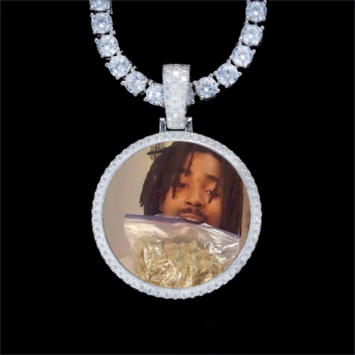 925S & VVS Moissanite 3D Circle Custom Picture Pendant