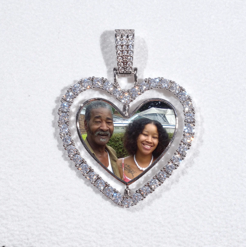 3D Spinning 2-Faced Heart Custom Picture Pendant