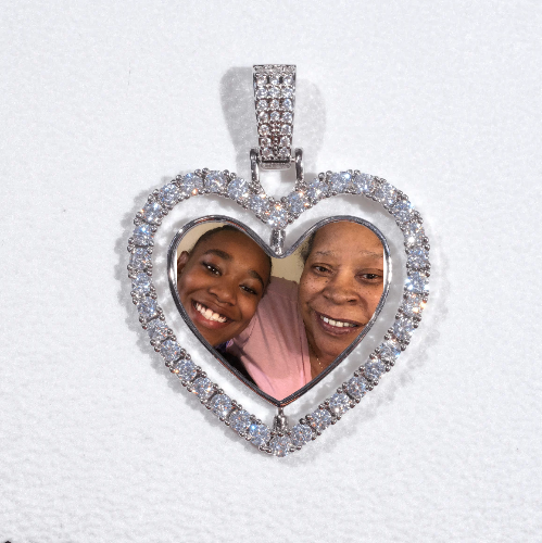 3D Spinning 2-Faced Heart Custom Picture Pendant