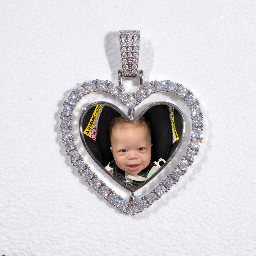 3D Spinning 2-Faced Heart Custom Picture Pendant