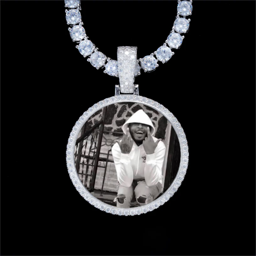 925S & VVS Moissanite 3D Circle Custom Picture Pendant