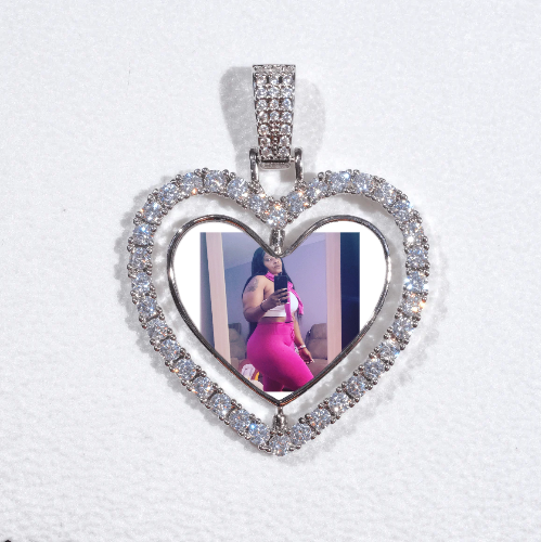 3D Spinning 2-Faced Heart Custom Picture Pendant