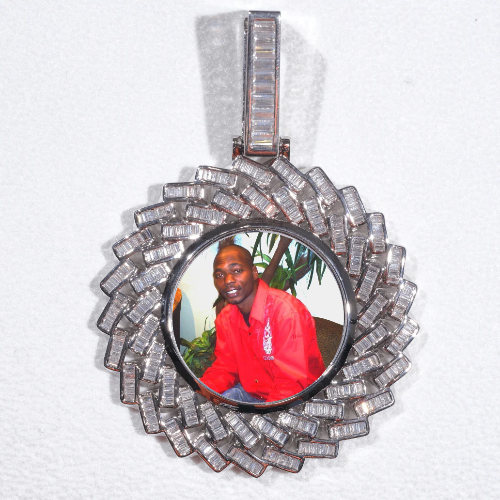 Large 3D Baguette Custom Picture Pendant