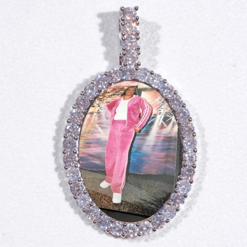 Large 3D Oval Custom Picture Pendant
