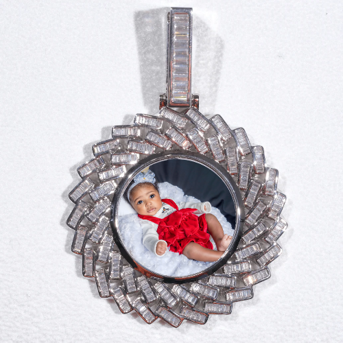 Large 3D Baguette Custom Picture Pendant