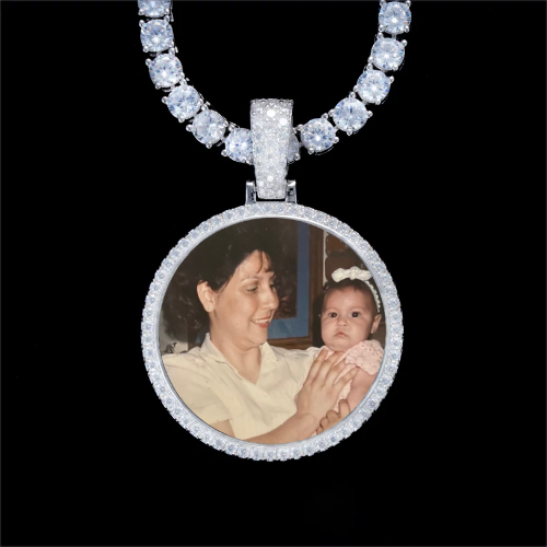 925S & VVS Moissanite 3D Circle Custom Picture Pendant