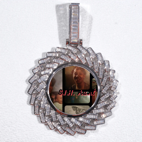 Large 3D Baguette Custom Picture Pendant