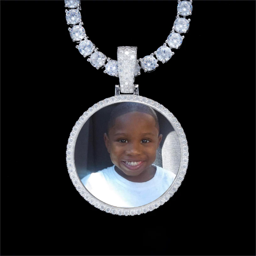 925S & VVS Moissanite 3D Circle Custom Picture Pendant