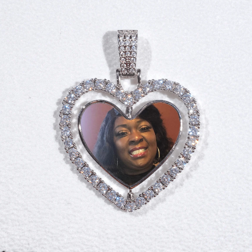 3D Spinning 2-Faced Heart Custom Picture Pendant