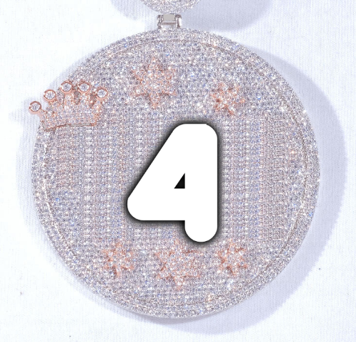 CUSTOM LETTER NECKLACE 3D BIG CROWN DISC