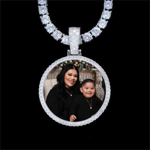 925S & VVS Moissanite 3D Circle Custom Picture Pendant