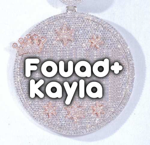 CUSTOM LETTER NECKLACE 3D BIG CROWN DISC