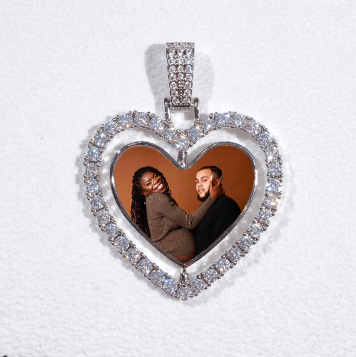3D Spinning 2-Faced Heart Custom Picture Pendant