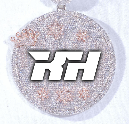 CUSTOM LETTER NECKLACE 3D BIG CROWN DISC