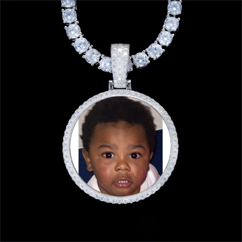 925S & VVS Moissanite 3D Circle Custom Picture Pendant