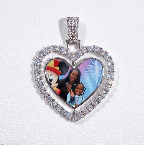 3D Spinning 2-Faced Heart Custom Picture Pendant