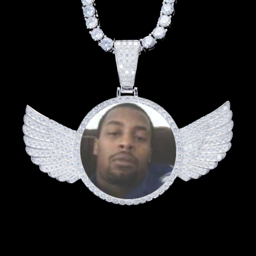 925S & VVS Moissanite 3D Wing Custom Picture Pendant