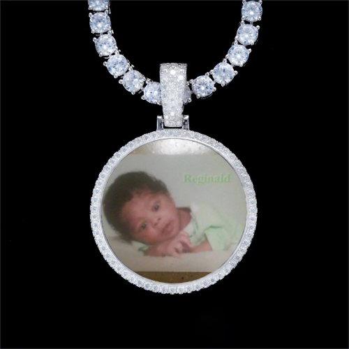 925S & VVS Moissanite 3D Circle Custom Picture Pendant