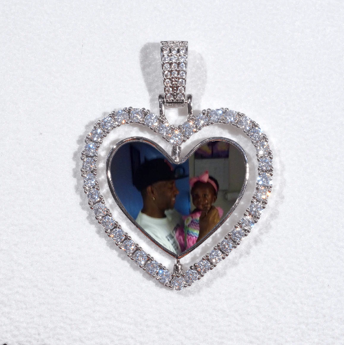 3D Spinning 2-Faced Heart Custom Picture Pendant