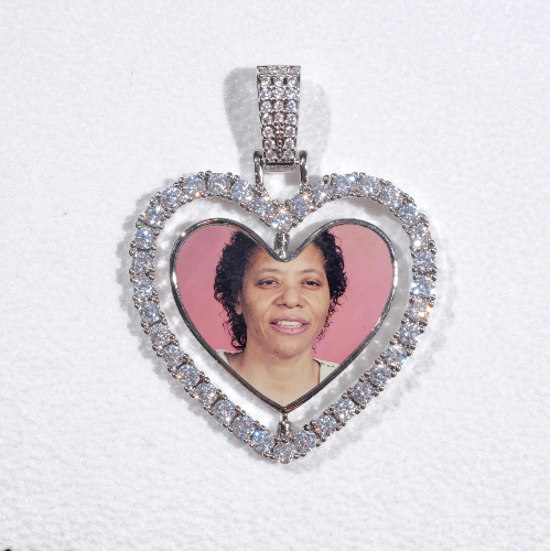 3D Spinning 2-Faced Heart Custom Picture Pendant