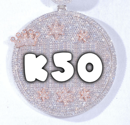 CUSTOM LETTER NECKLACE 3D BIG CROWN DISC