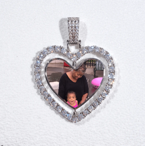 3D Spinning 2-Faced Heart Custom Picture Pendant