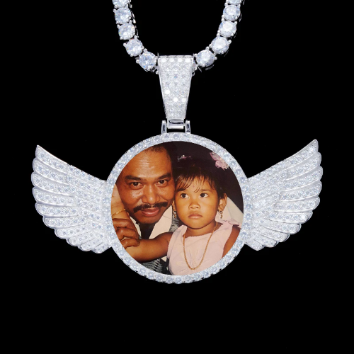 925S & VVS Moissanite 3D Wing Custom Picture Pendant