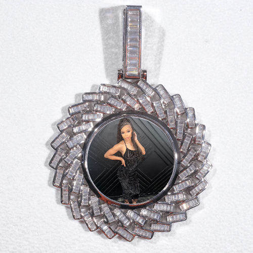 Large 3D Baguette Custom Picture Pendant