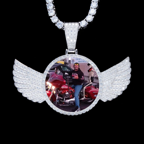 925S & VVS Moissanite 3D Wing Custom Picture Pendant