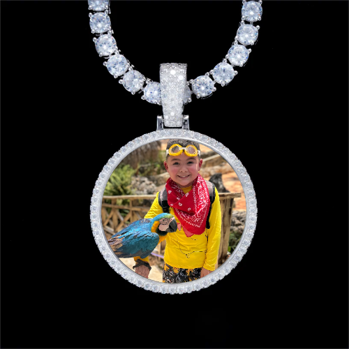 925S & VVS Moissanite 3D Circle Custom Picture Pendant
