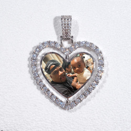 3D Spinning 2-Faced Heart Custom Picture Pendant