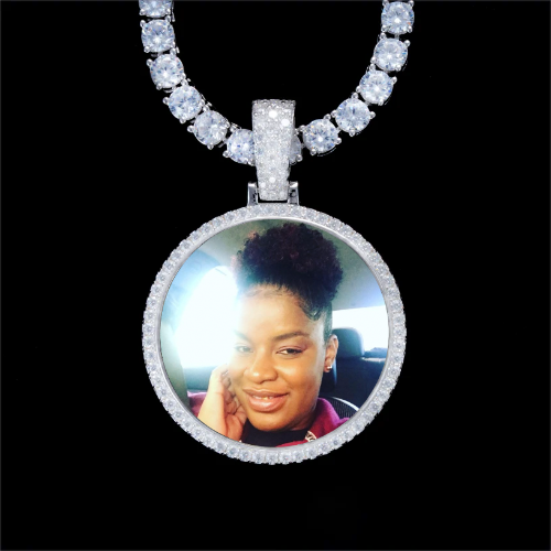 925S & VVS Moissanite 3D Circle Custom Picture Pendant