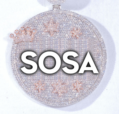 CUSTOM LETTER NECKLACE 3D BIG CROWN DISC