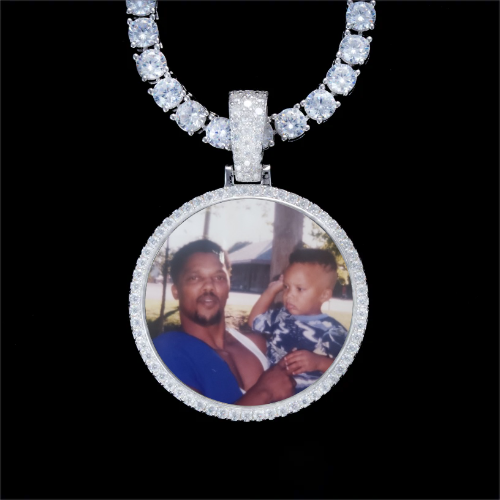 925S & VVS Moissanite 3D Circle Custom Picture Pendant