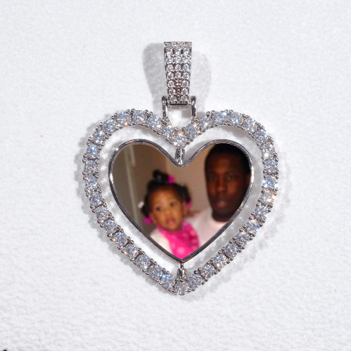 3D Spinning 2-Faced Heart Custom Picture Pendant