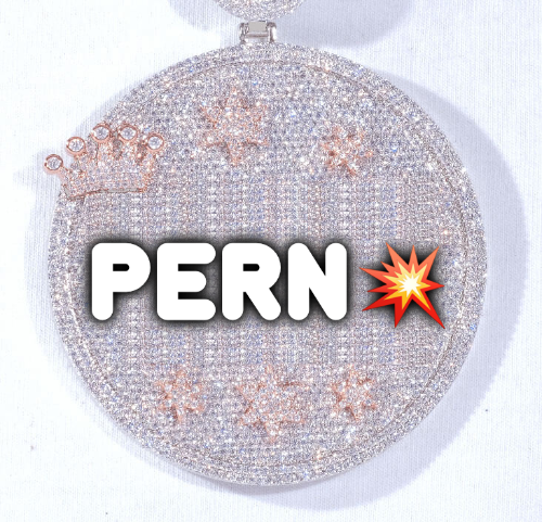 CUSTOM LETTER NECKLACE 3D BIG CROWN DISC