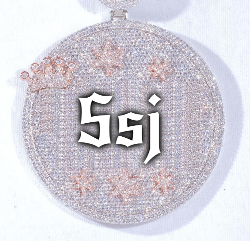 CUSTOM LETTER NECKLACE 3D BIG CROWN DISC